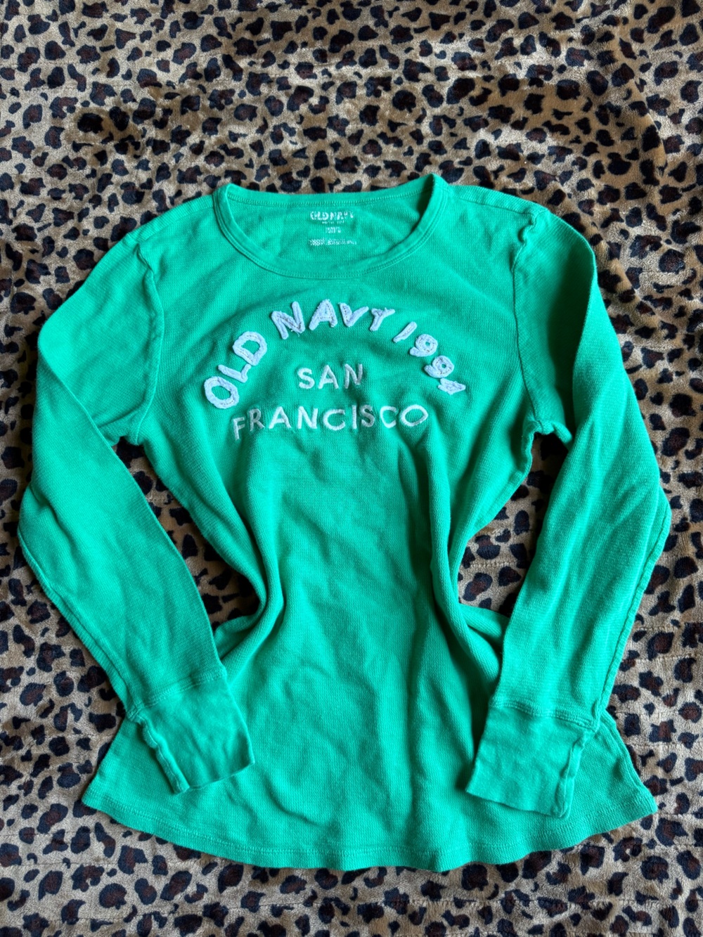 Old Navy Green Long-Sleeve San Francisco Thermal Top